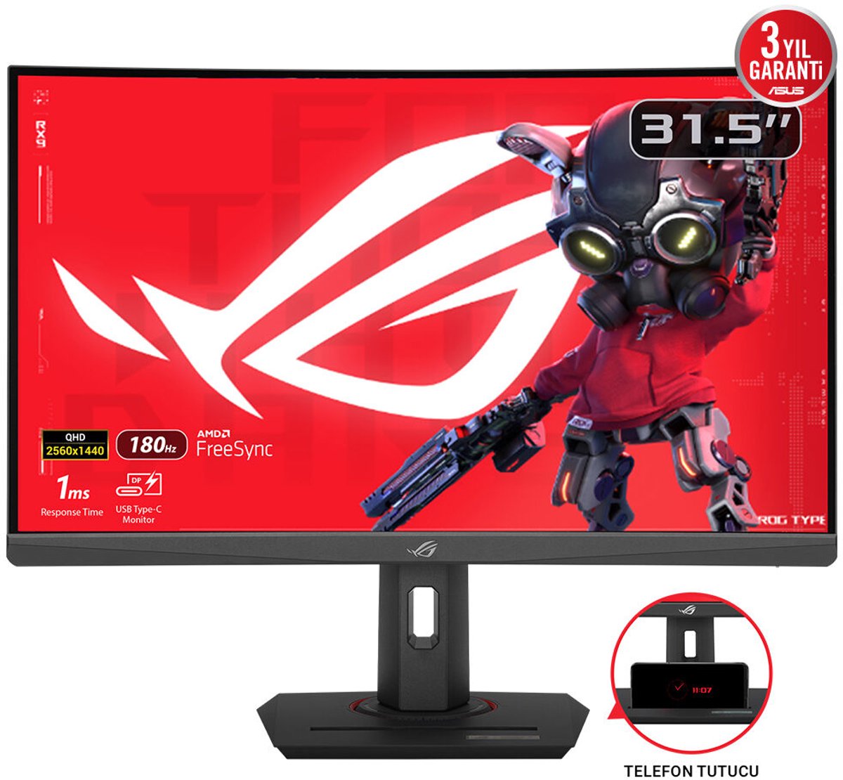 ASUS ROG Strix XG32WCS computer monitor 80 cm (31.5") 2560 x 1440 Pixels Quad HD LED Zwart