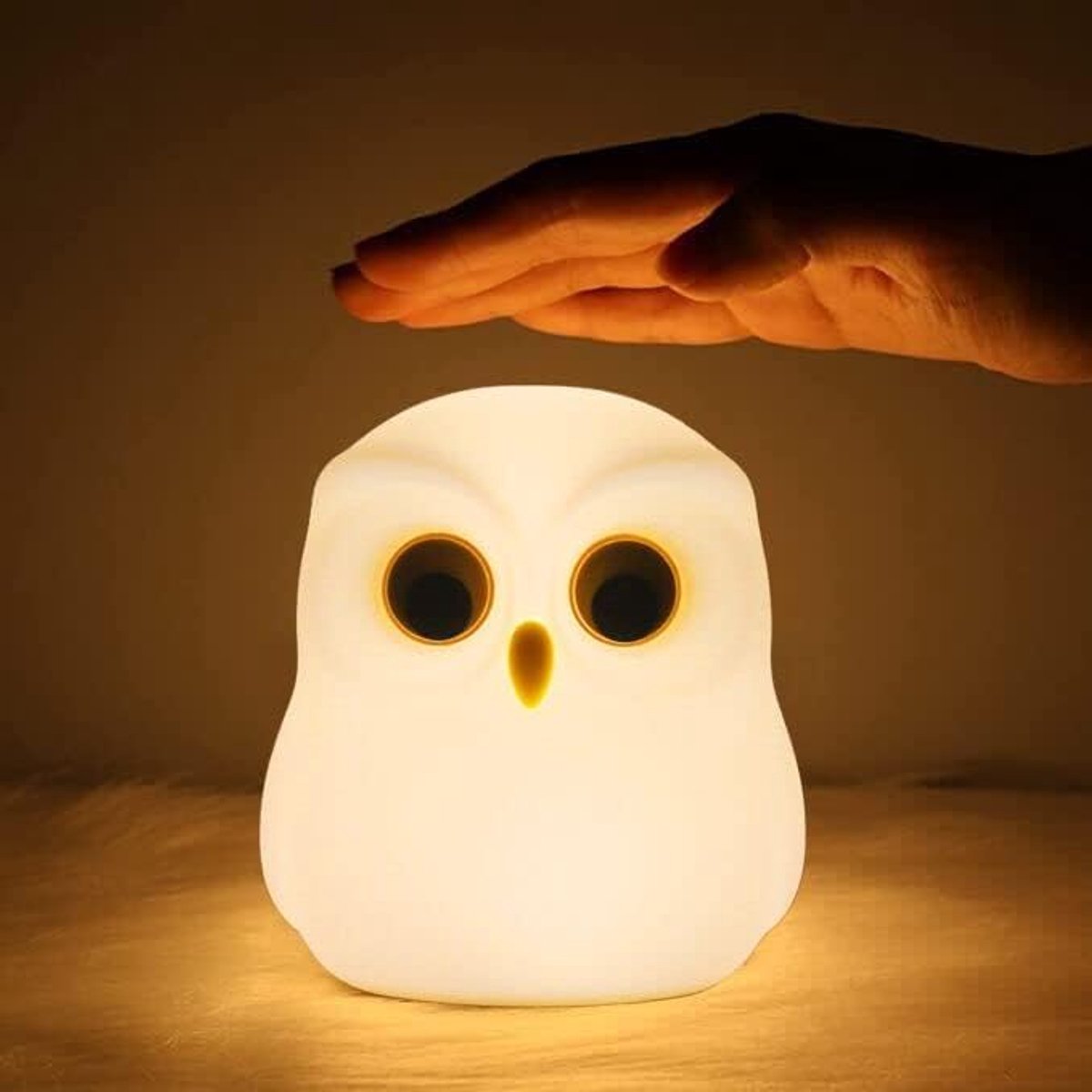 Ynkkvre - Schattige Uil Kinder Nachtlampje - USB Oplaadbare Dierlamp - Creatief Slaapkamer Nachtlampje voor Kinderen - Touch Control - Veilig Siliconen, ABS+PC Materiaal - Bedlampje - Wit
