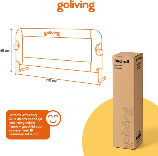 Barrière de lit Goliving - Barrière de lit - Barrière de lit - Barrière de lit pliable - 120 x 45 cm - Gris