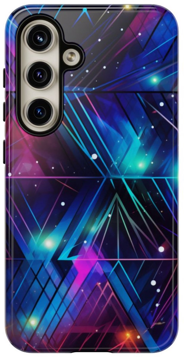 Geometrisch Neon Aurora Abstract – Telefoonhoesje Geschikt voor Samsung Galaxy S24