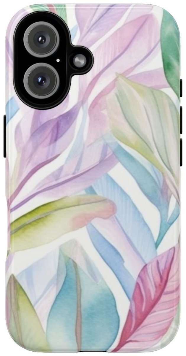 Aquarel Pastelbladeren Patroon – Telefoonhoesje Geschikt voor iPhone 16