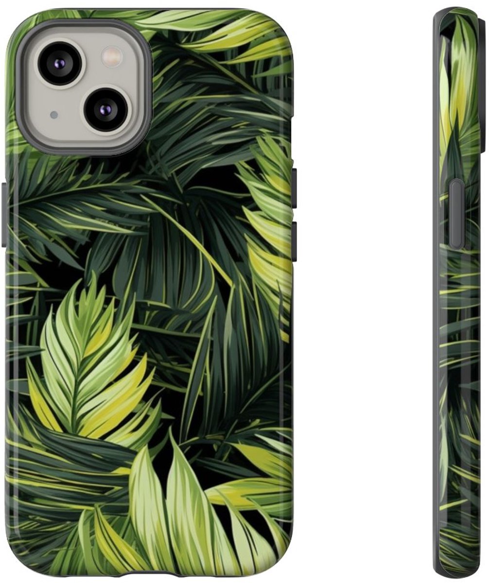 Groen Tropisch Palmbladerenpatroon – Telefoonhoesje Geschikt voor iPhone 14