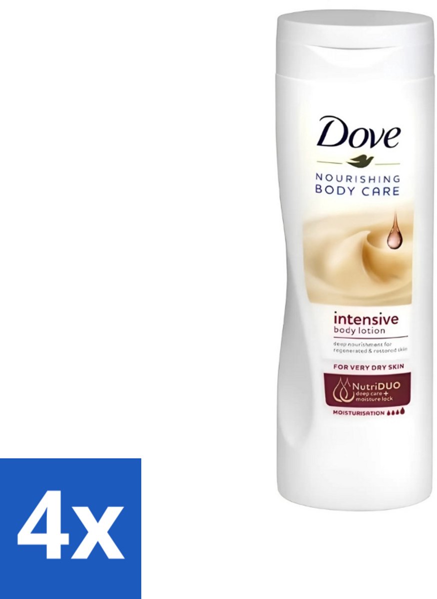4 x Dove - Bodylotion - Intensive - Verzorgend en hydraterend - 400 ml - Bodylotion - Droge Huid - Hydratatie - Verzorging - Zachte Huid