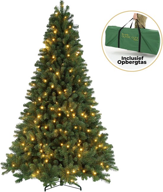 Ozocozy Kunstkerstboom - Kerstboom - 300 cm - Kunstkerstboom met LED-verlichting - Kerstboom met verlichting - 1200 LED lampjes - 3500 Takken - Kerst - Inclusief opbergtas