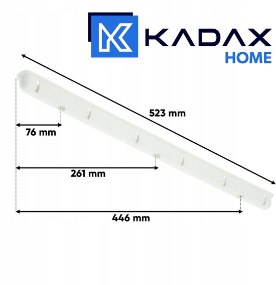 Séchoir à linge KADAX, séchoir à linge mural à 6 colonnes avec barres en acier revêtues de polyéthylène, capacité de charge 12 kg (6 x 140/blanc)