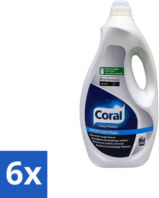 6 x Coral - Colour Protect Professional - 100 Wasbeurten - 5L - Kleurbescherming - Wasmiddel - Kleurvaste Was - Wasmiddel Voor Gekleurde Kleding - Wasmiddel Voor Kleurbehoud
