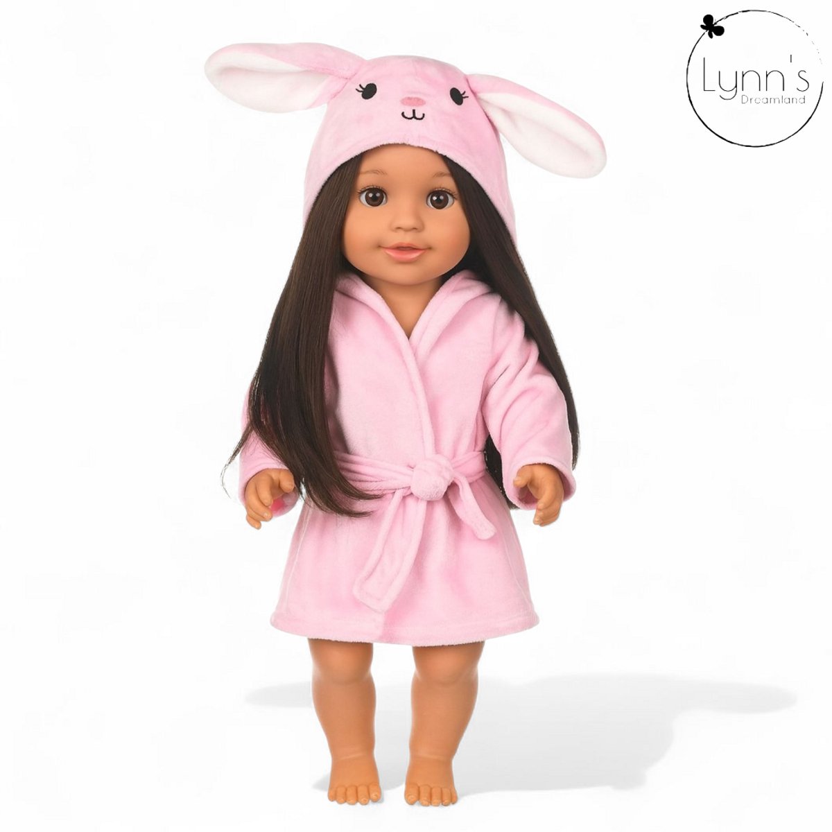 Poppenkleertjes voor babypop 43 cm - Roze konijn badjas - In cadeauzakje - Poppenkleding geschikt voor o.a. Baby Born pop — afbeelding 12