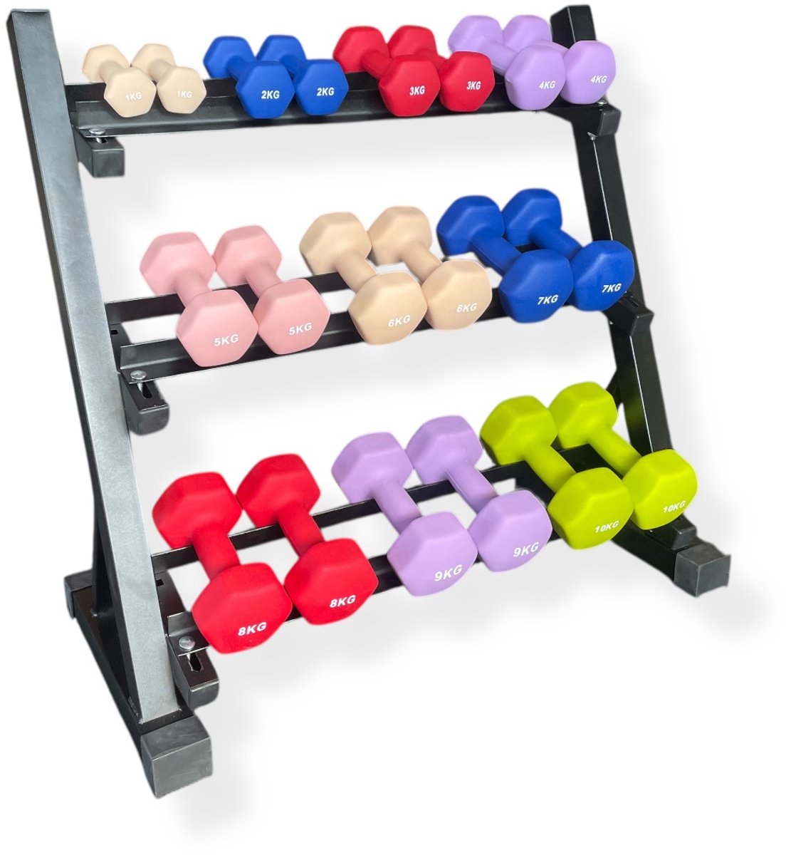 Padisport Dumbell set met rek - dumbell set met houder - dumbell rek - halterrek - dumbell opbergrek