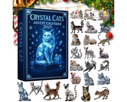Kerst Adventskalender - 2025 Kristallen Kat Adventskalender - 24-daagse Acryl Kristallen Kat Hangerset - Schattige Kitten Hanger Adventskalender - Mini Kristallen Kat Ornamenten - Perfect Cadeau voor Kattenliefhebbers