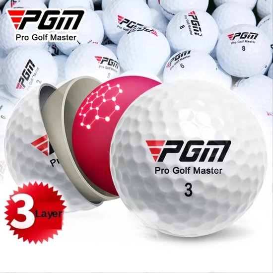PGM|PRO GOLF MASTER | 3-Laagse Golfbal – Premium Kwaliteit voor Binnen en Buiten – 1 Stuk – Golfballen – Match / Wedstrijd Golfbal | #NO:2 van PGM — afbeelding 3