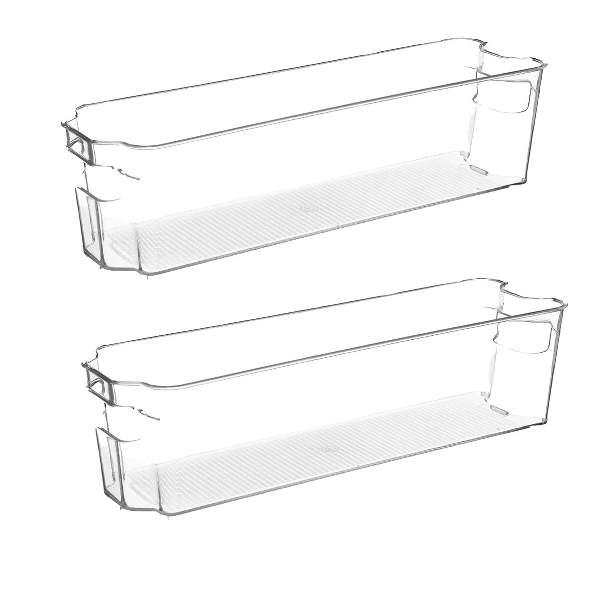 5Five Koelkast/keuken organizer mand/bak - 2x - transparant - kunststof - L37 x H10 - groente/fruit lade - 4 liter