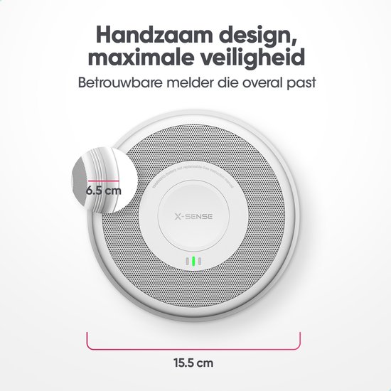 X-Sense Détecteur de Fumée Connecté avec Pile Remplaçable, Détecteur de Fumée Wi