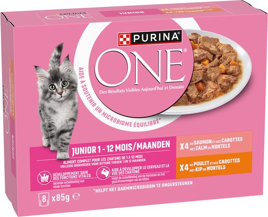 Purina ONE Kattenvoer Nat Junior Kip & Zalm - 8 x 85 gr