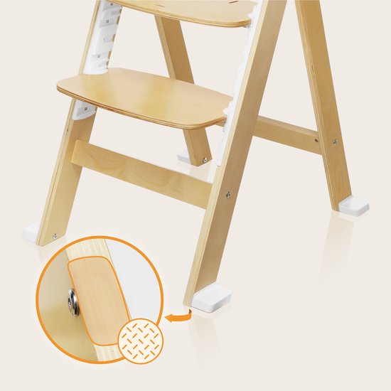 Lionelo Floris - Chaise haute - bois de bouleau - réglage à 4 niveaux - jusqu'à 40kg