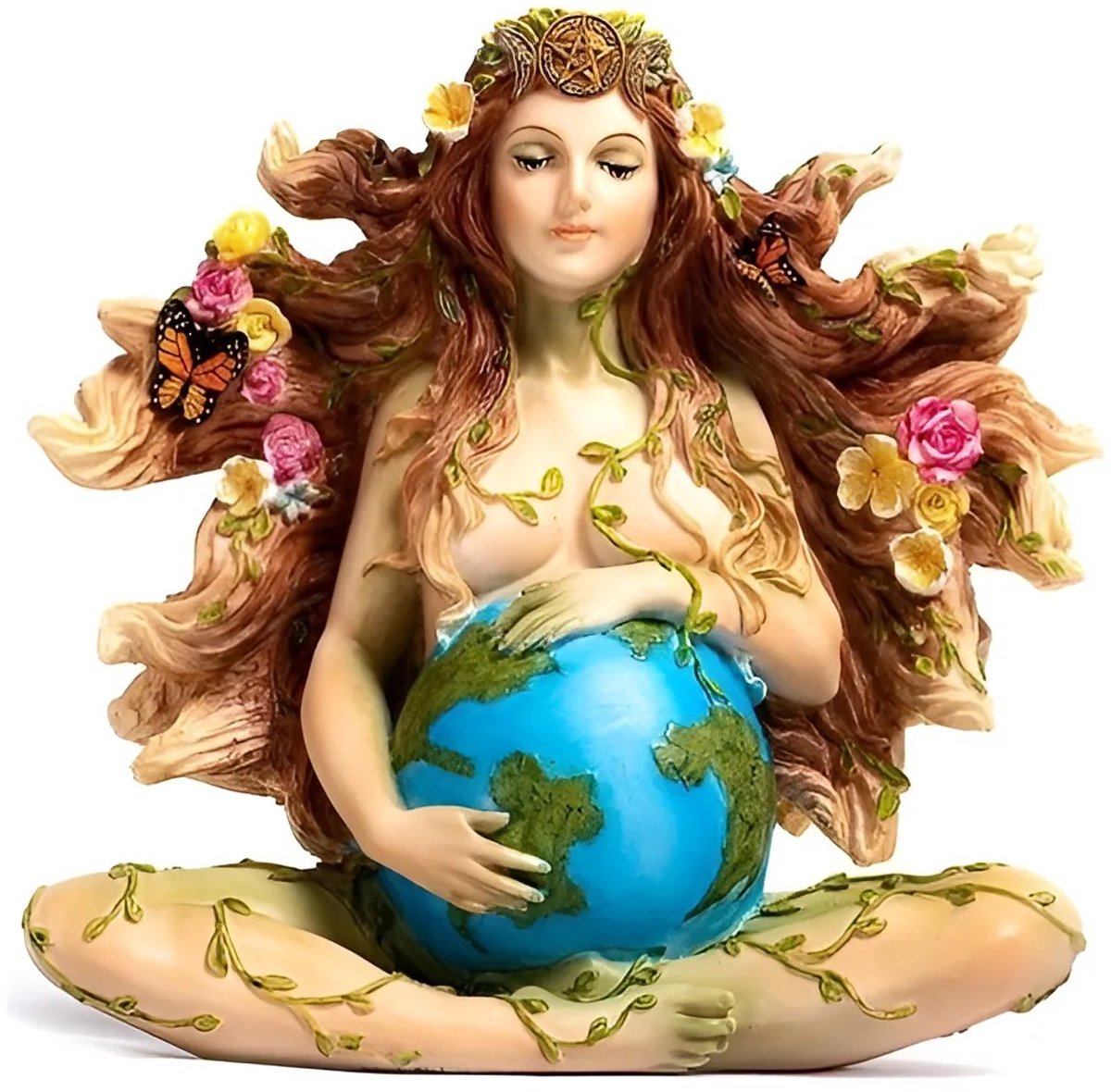 Veronese Design - Beeld/figuur - Moeder Aarde Gaia Beeld handbeschilderd - (hxbxd) ca. 18cm x 18cm x 9cm