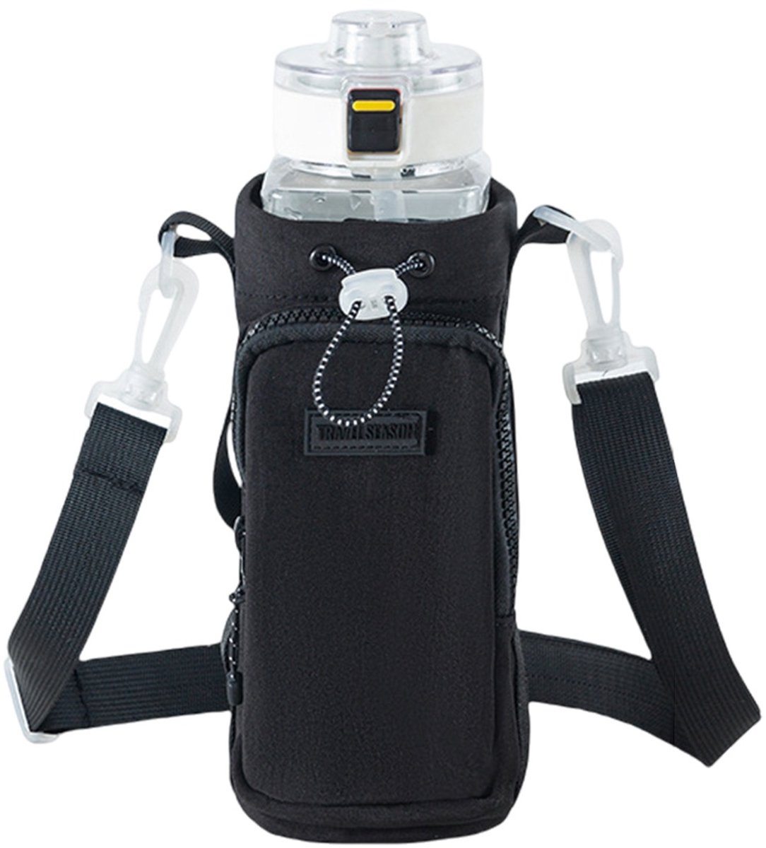 Vitdipy - Waterfleshoes - 10*10*21CM - 1.2L - Draagtas - Crossbodytas - Waterflessen bekerhoes met riem voor - Zwart