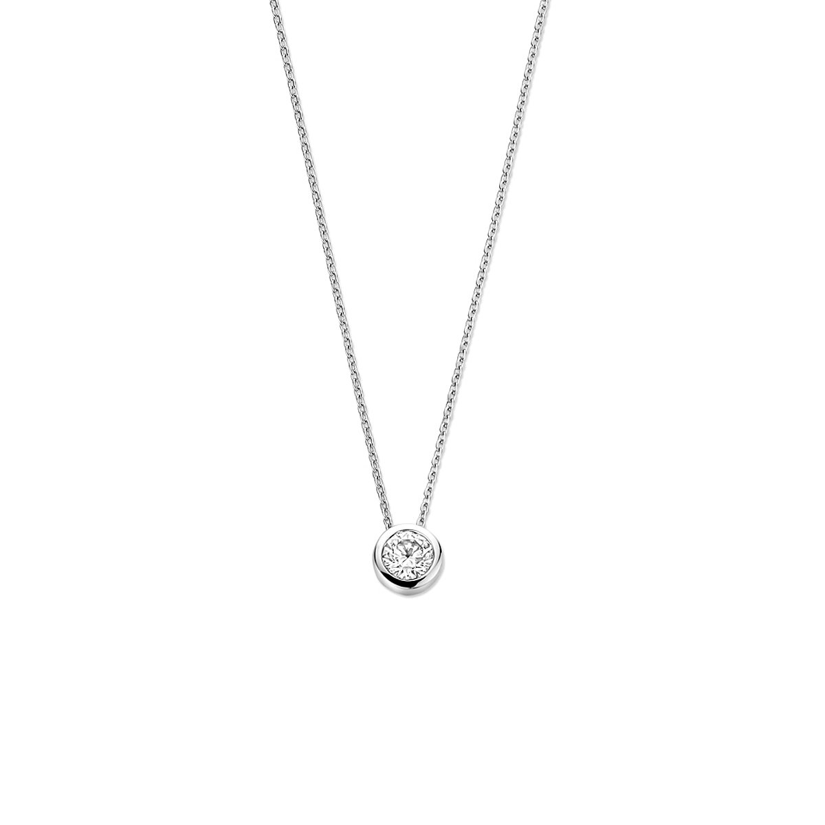 Lev Sieraden - Ketting - Anker Collier met Zirkonia - Zilver - 41-43-45cm - Gerhodineerd 925 zilver