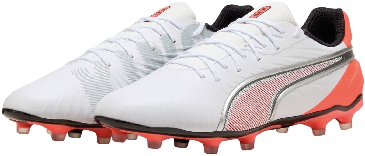 PUMA KING MATCH FG/AG Unisex Sportschoenen - PUMA White-PUMA Silver-Glowing Red