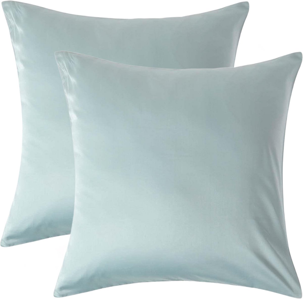 Homescapes Biologisch Kussensloop 60x60 cm – Set van 2 – Eendenei Blauw – 100% Egyptisch Katoen Satijn – Draaddichtheid 400