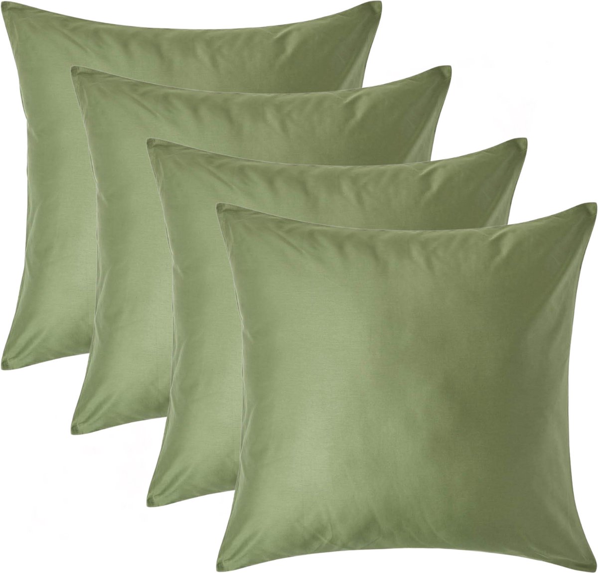 Homescapes Biologisch Kussensloop 60x60 cm – Set van 4 – Mosgroen – 100% Egyptisch Katoen Satijn – Draaddichtheid 400