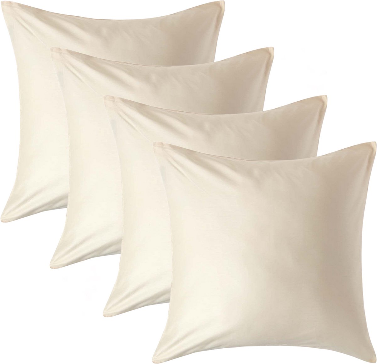 Homescapes Biologisch Kussensloop 60x60 cm – Set van 4 – Crème – 100% Egyptisch Katoen Satijn – Draaddichtheid 400