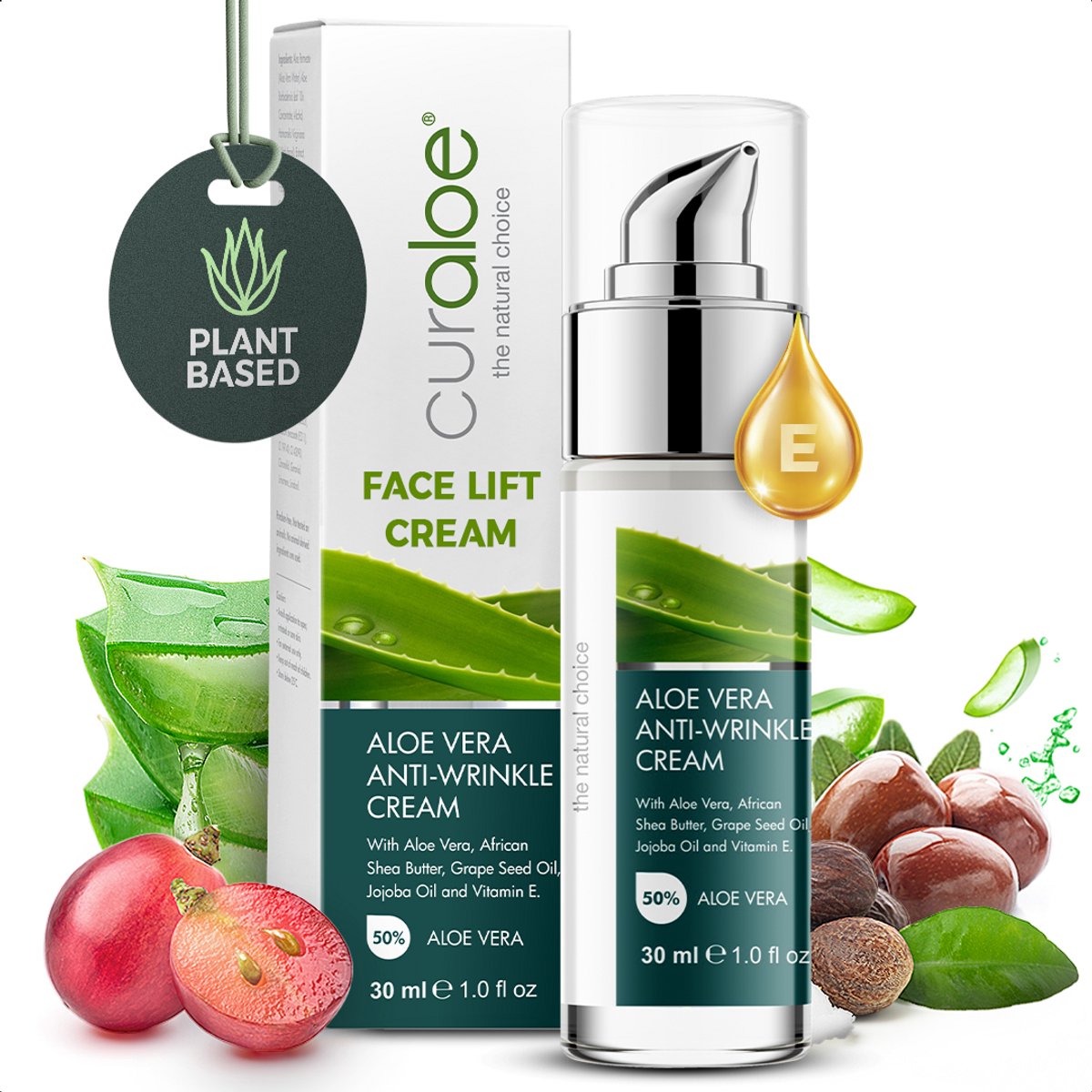Curaloe Anti Rimpel Aloe Vera Creme 75% - Hyaluronzuur & Shea Boter - 30ml