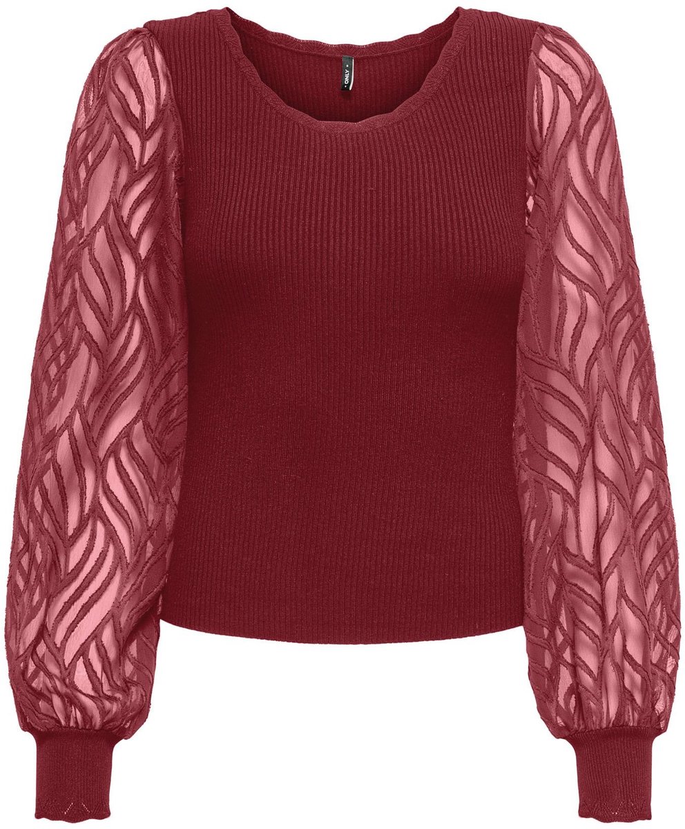 Only Julie Trui Dames Sweater Cabernet Dtm Lace Rood
