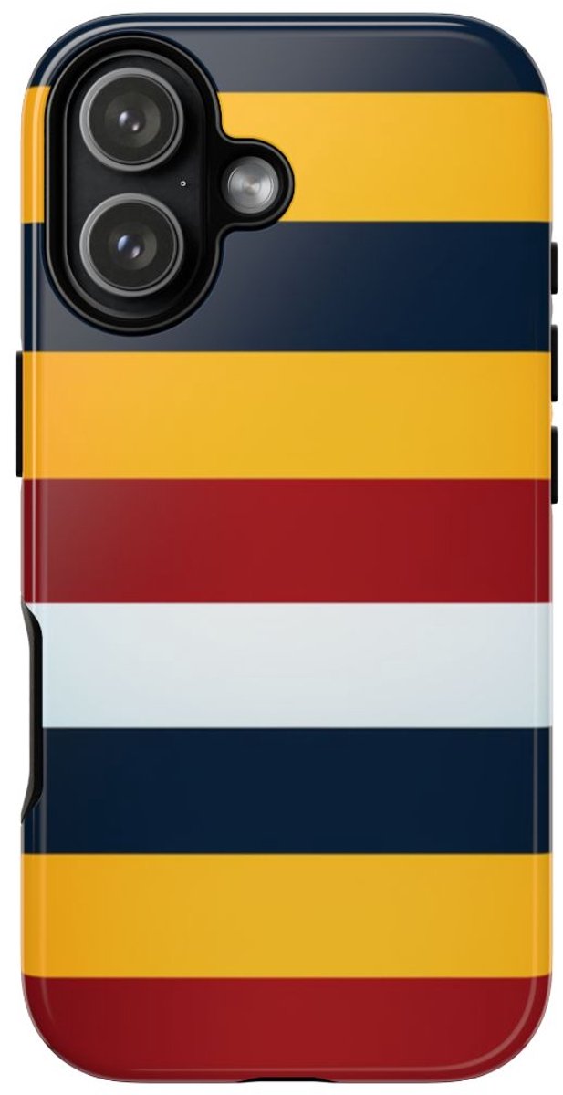 Horizontaal Gestreept Patroon in Geel, Rood en Blauw – Telefoonhoesje Geschikt voor iPhone 17