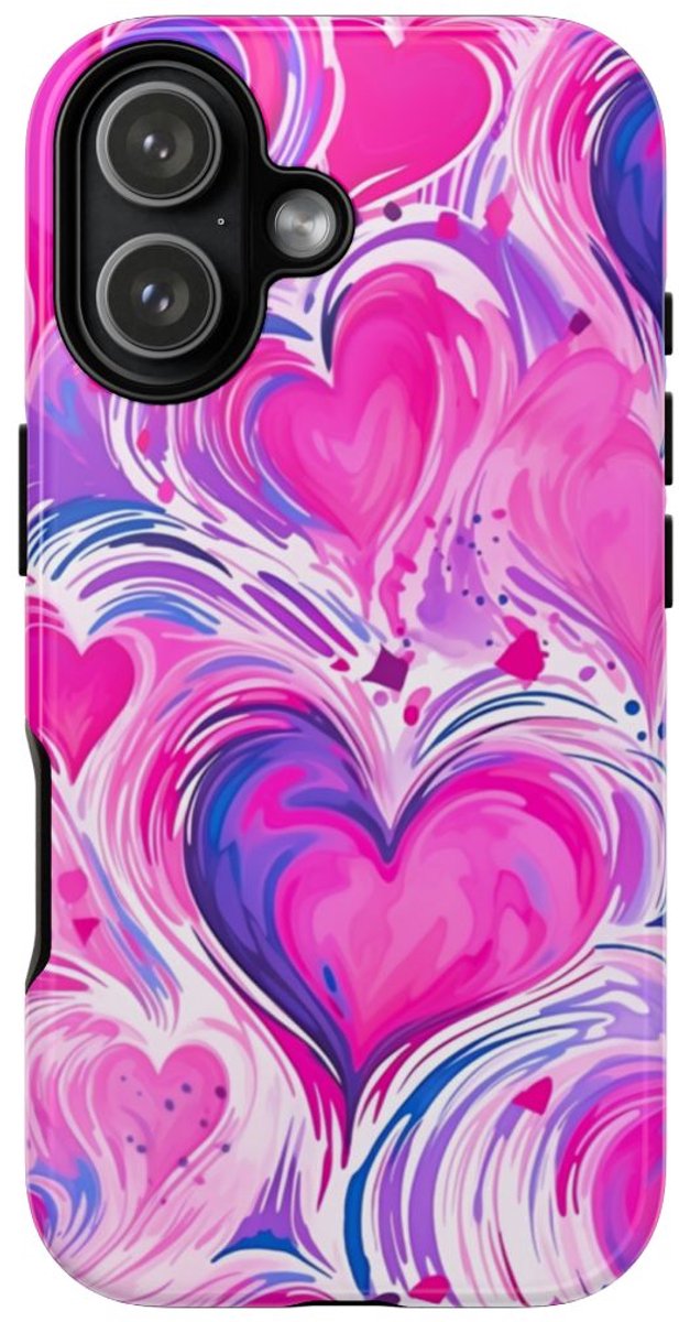 Roze en Paarse Hartjeswerveling – Telefoonhoesje Geschikt voor iPhone 17