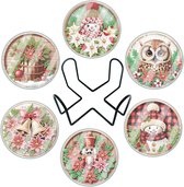 Lxmsja Onderzetters voor diamantschilderen met standaard, 8 stuks, set met 5D-dierendiamanten, diamantkunst, volwassenen, kurkonderzetters voor dranken, koffie en bar, thee, ambachten volwassenen