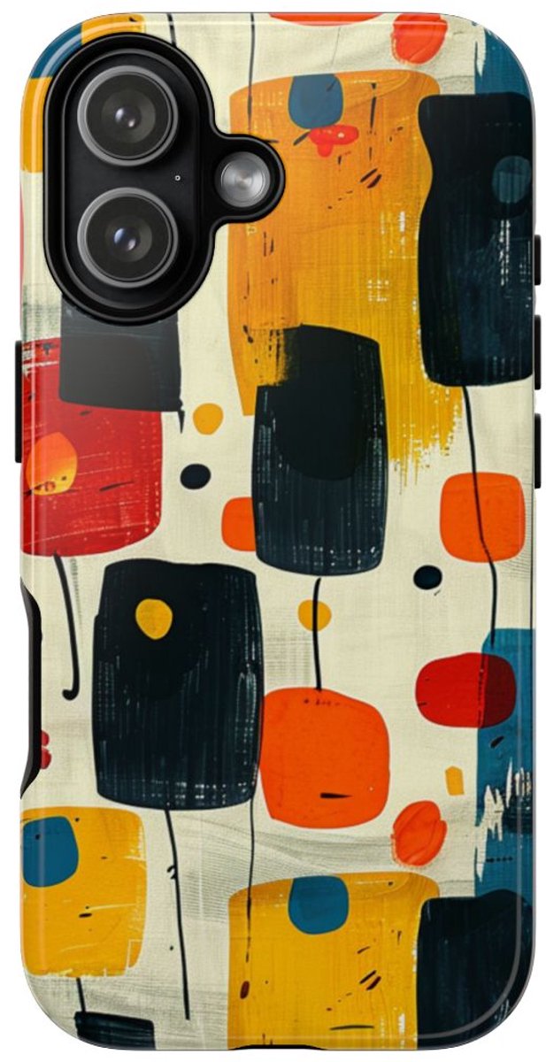 Mid-Century Abstract Geometrisch Patroon – Telefoonhoesje Geschikt voor iPhone 17