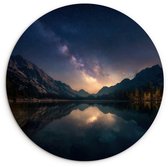 WallCircle® Wandcirkel 60x60 cm - Muurcirkel Kristalhelder meer - Bergen - Bergen - Muurdecoratie woonkamer - Wanddecoratie slaapkamer - Kamer decoratie accessoires - Ronde schilderijen