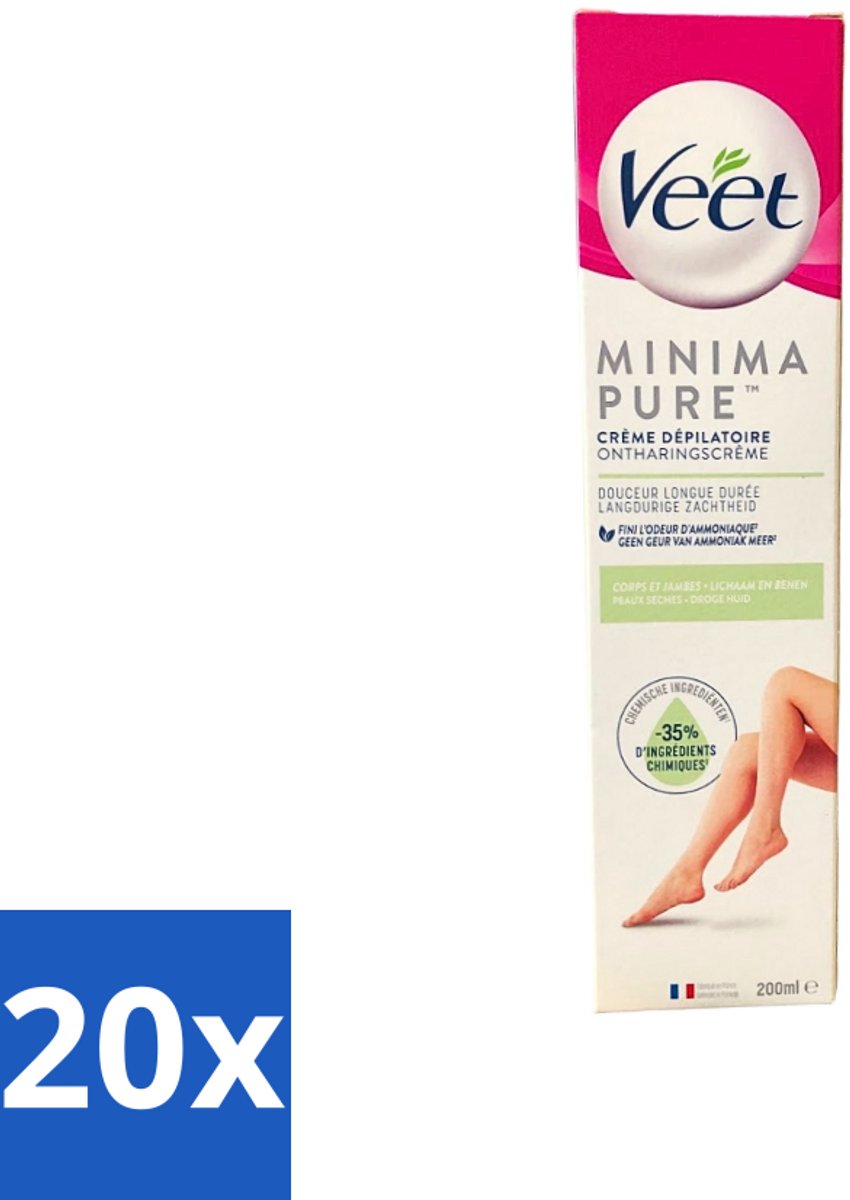 20 x Veet - Minima Ontharingscrème - Droge Huid - 200ml - Ontharing Crème - Droge Huid - Zijdezachte Huid - Huid Behandeling - Ontharing