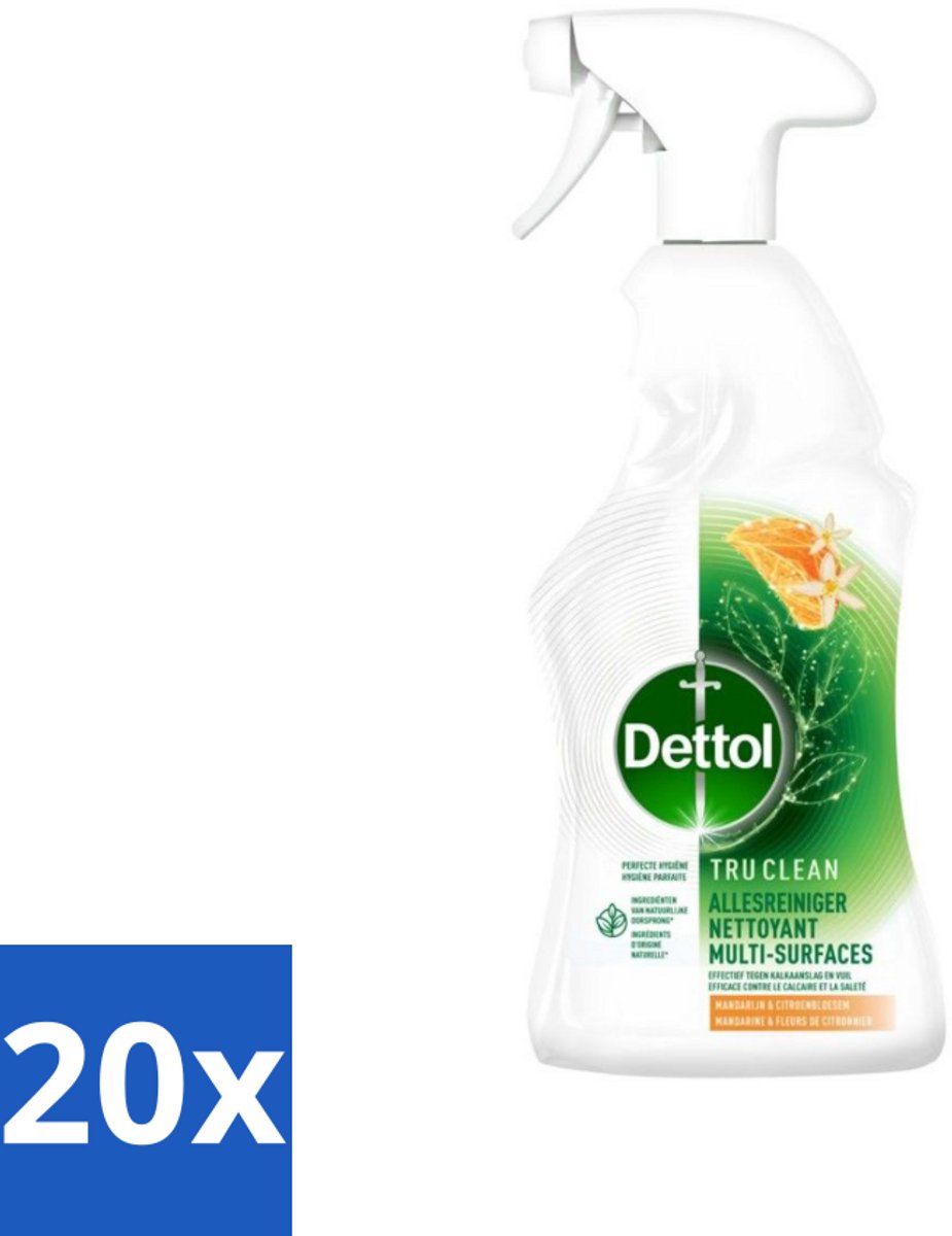 20 x Dettol Allesreiniger Spray Mandarijn & Citroenbloesem 500 ml - Allesreiniger - Reinigen - Kalkaanslag - Vuil - Natuurlijke Ingrediënten
