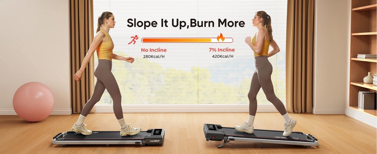 Afbeelding 2 van RUNimon Loopband 1-12km/u – Walking Pad – Loopband Inklapbaar – Wandelband – Met Hellingfunctie – Incl. Tablethouder en Afstandsbediening