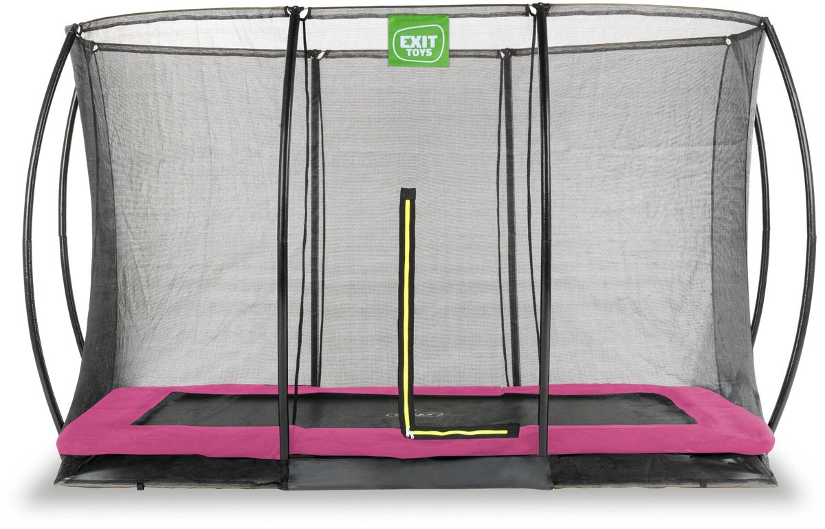 EXIT Silhouette inground trampoline 244x366cm met veiligheidsnet - roze