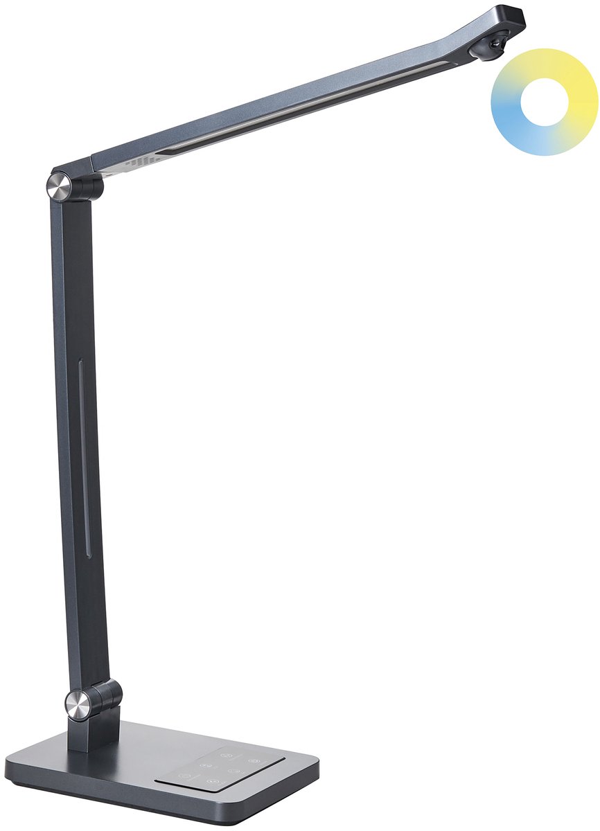 Beliani LEPUS - Bureaulamp LED - Donkergrijs - Synthetisch materiaal