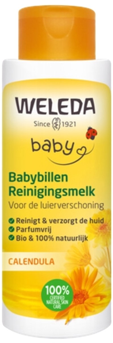 1 x WELEDA - Reinigingsmelk - Babybillen Calendula - 400 ml - Babybillen Verzorging - Natuurlijke Reinigingsmelk - Calendula Melk - Gevoelige Billetjes - Babyhuid Verzorging