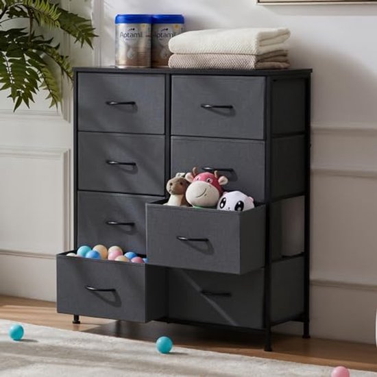 DUMOS Commode voor slaapkamer met stoffen laden hoge organizer voor kleding kast kinderkamer opbergtoren met kast metalen frame houten plaat licht DUMOS Commode voor slaapkamer met stoffen laden hoge organizer voor kleding kast kinderkamer opbergtoren met kast metalen frame houten plaat licht