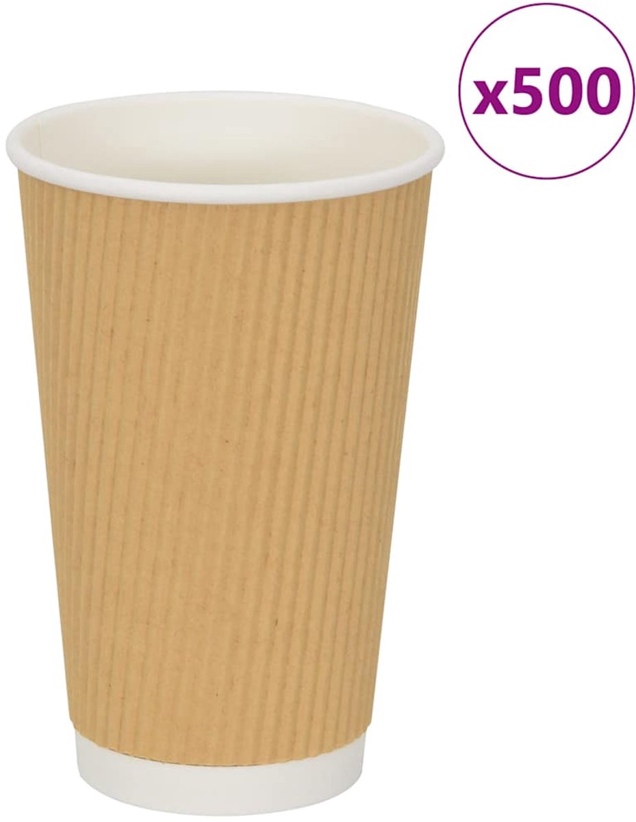 vidaXL - Papieren - koffiekopjes - 500 - st - 16oz - 400 - ml - bruin