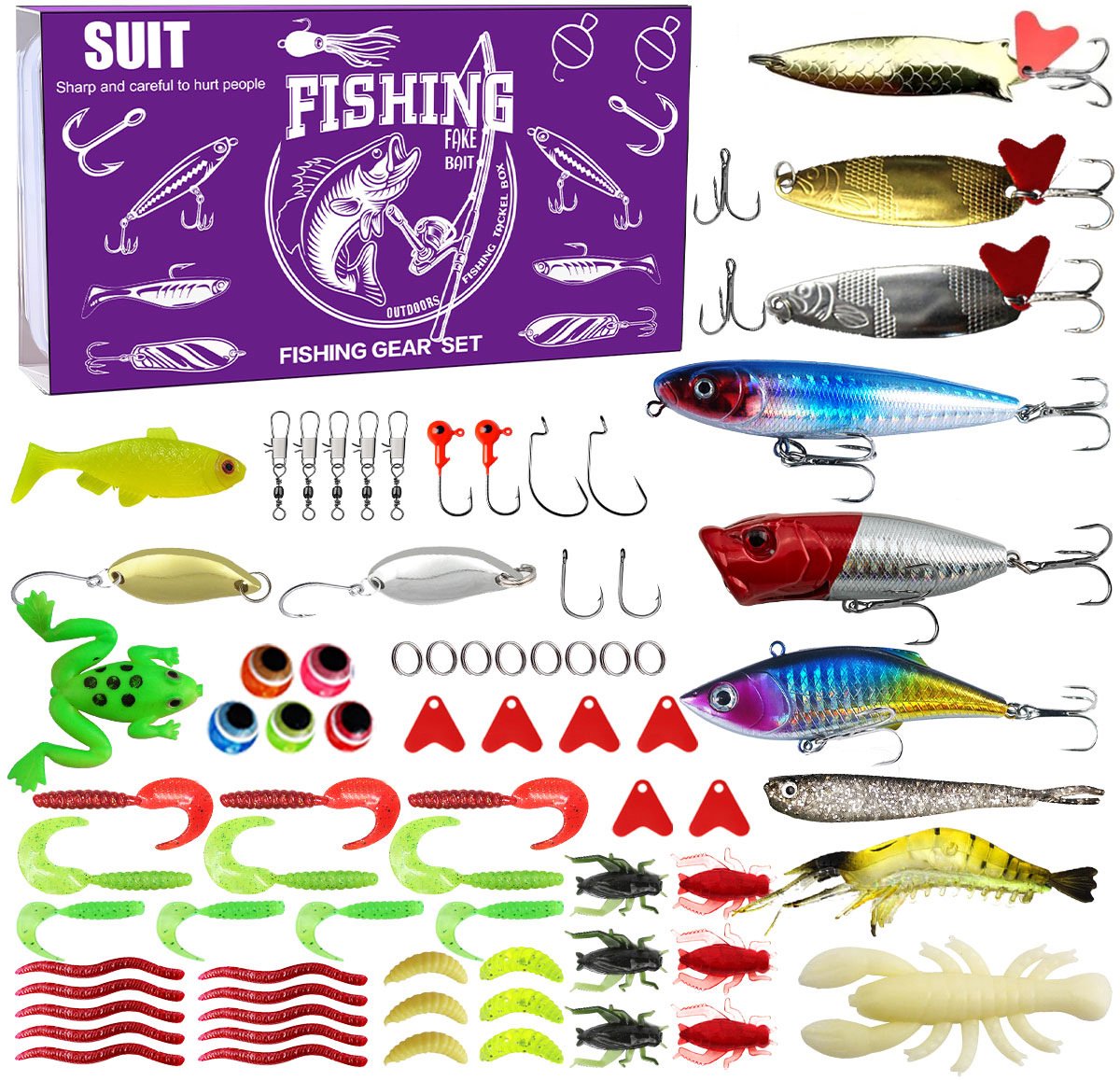 Kerst Adventskalender met gemengde aas, minnow, klimmende pailletten, zachte en harde aas, vishaak - Serie 7.