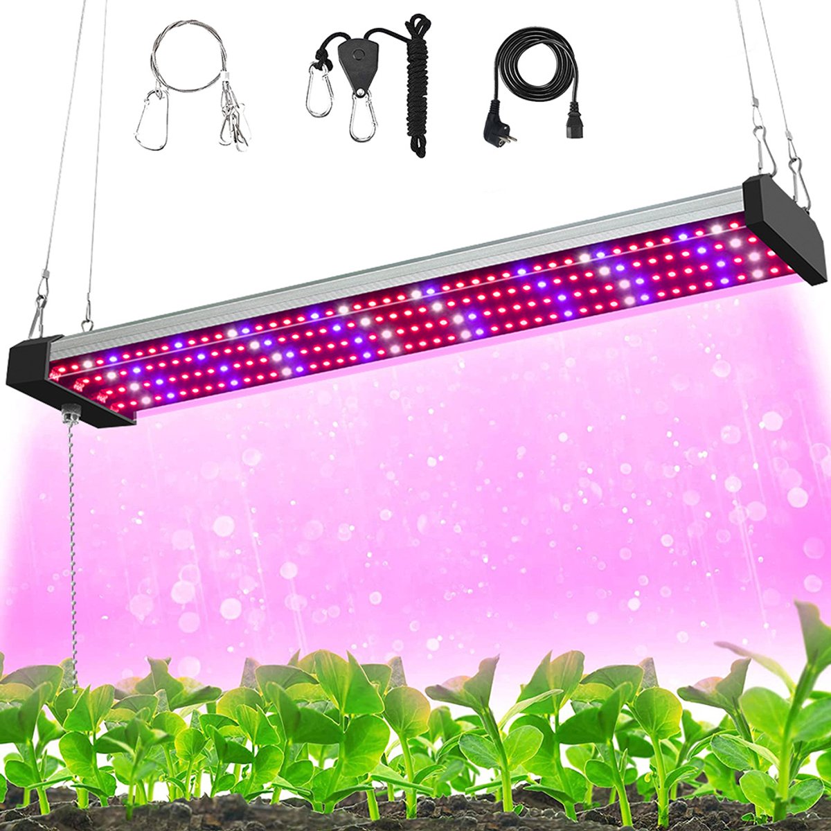 Rosnek LED Kweeklamp Volspectrum 30cm Groot - Verbindbare Groeilamp 20W & 120 LEDs - Met Trekschakelaar - voor Binnenplanten, Groei, Bloei & Vruchtvorming