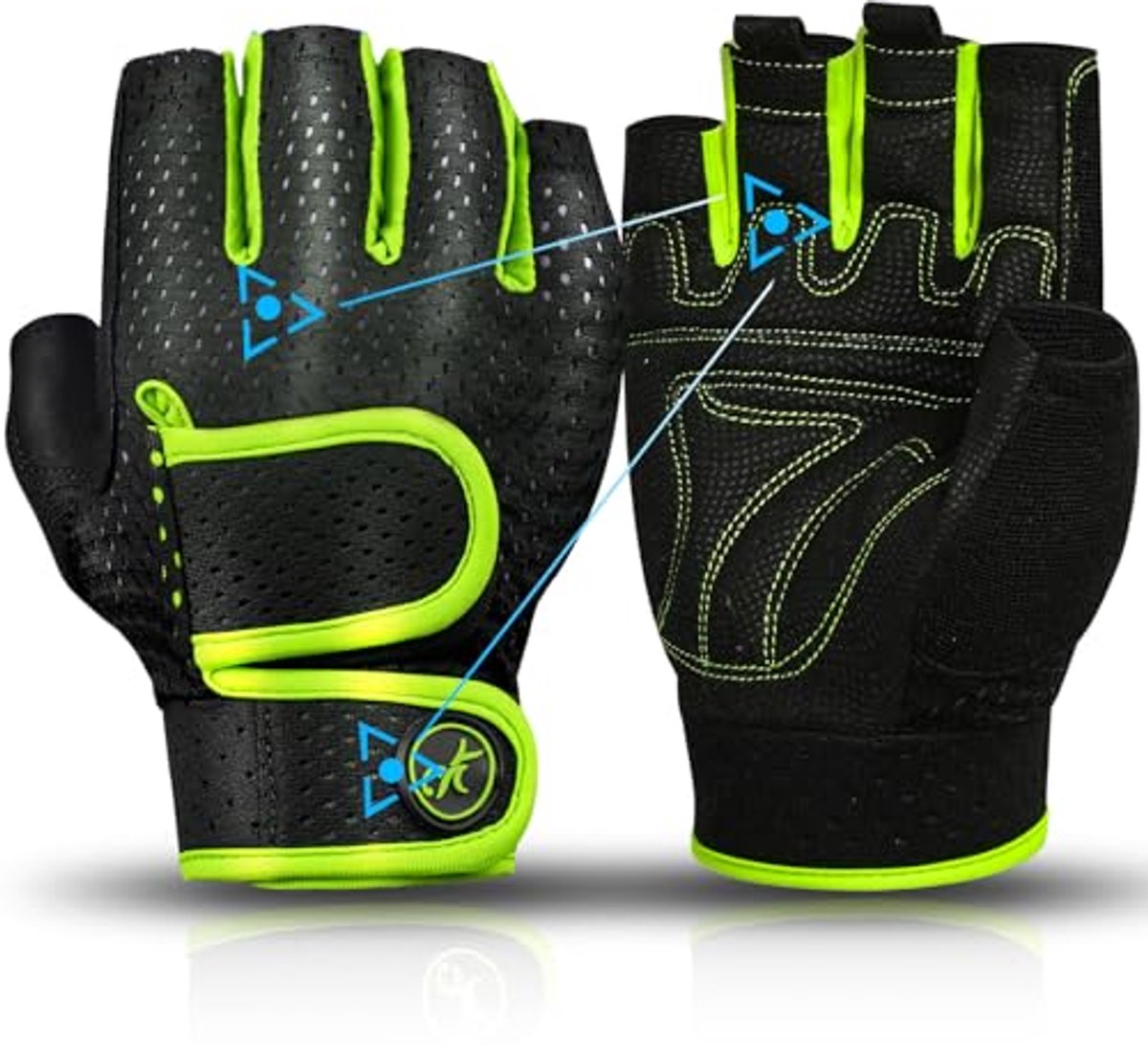 Gewatteerde Gewichtheffen Handschoenen voor Mannen en Vrouwen - Vingerloze Grip Gym Handschoenen