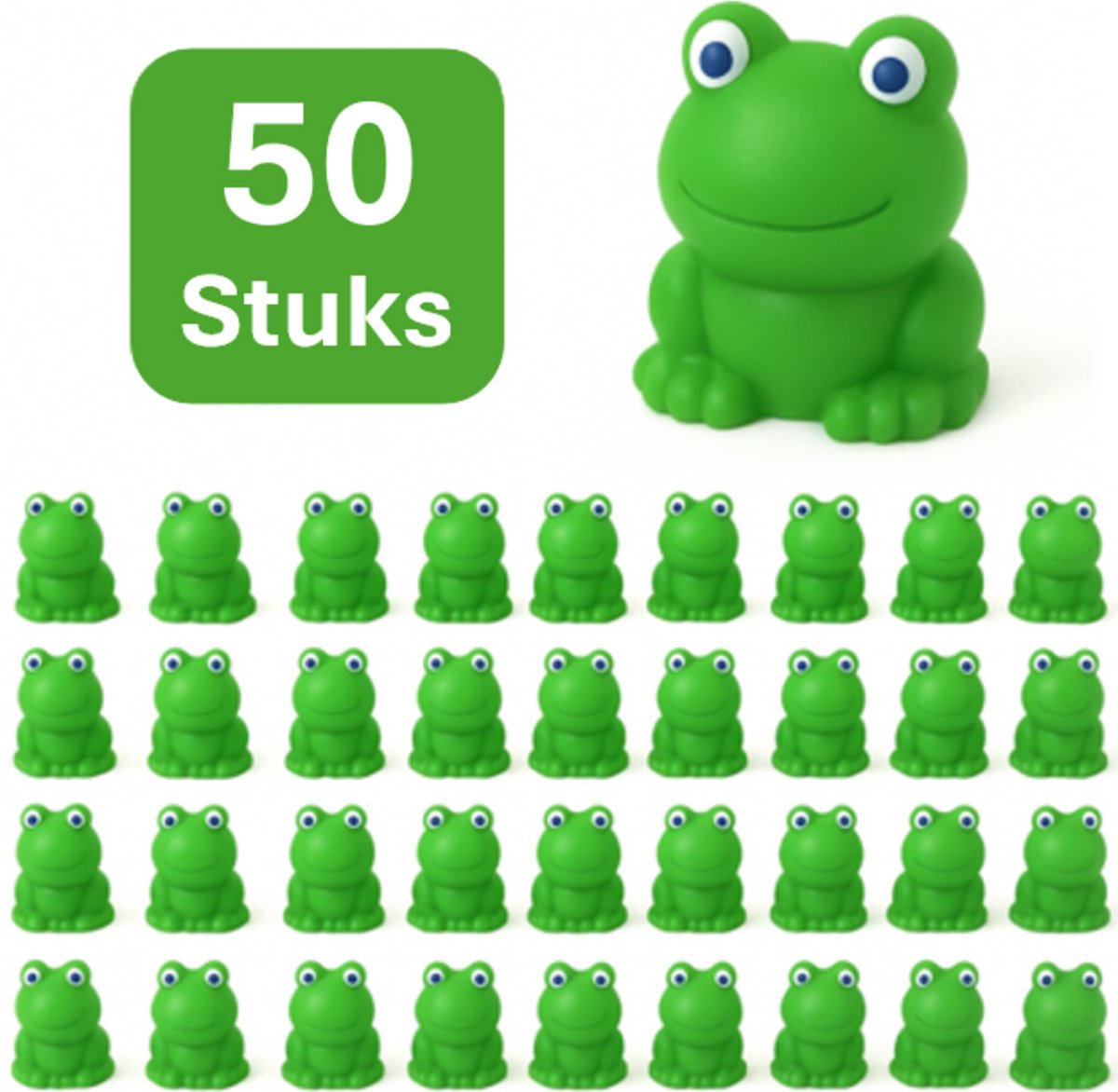 Pradeo - Miniatuur Kikkertjes - 50 Stuks - Mini - Beeldjes - Hars - Groen - Kikkertjes - Kikkers - Social Media / Instagram / TikTok Trend - Decoratie - Landschap - DIY