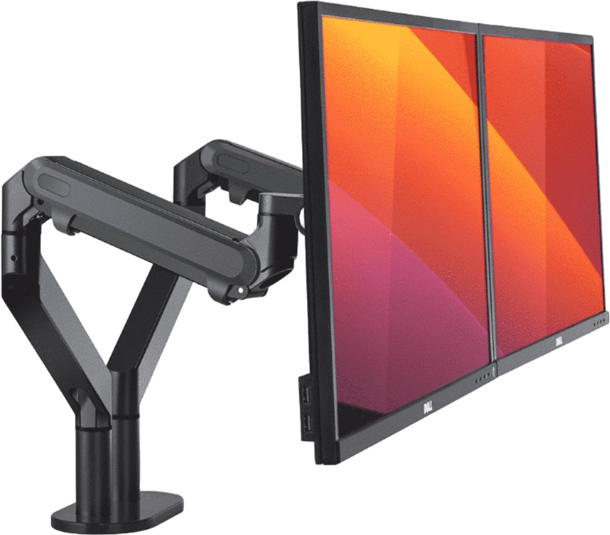 Alberenz® Dubbele Monitor Arm Donkergrijs – Verstelbare Monitorbeugel met Gasveer – Voor 2 Schermen tot 32 inch – Ergonomisch Ontwerp – VESA 75x75 & 100x100 – Kabelmanagement – Stabiel en Stijlvol