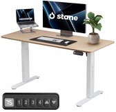 Stane Zit Sta Bureau Elektrisch Verstelbaar - 4 Geheugen Standen - Incl. Kabelgoot - 140 x 80 cm - Eiken blad, Wit Frame