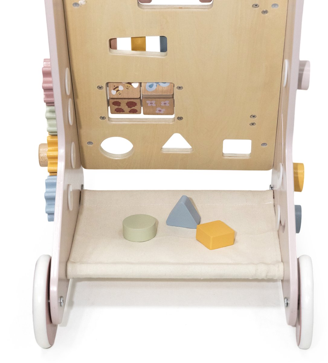 PolarB Houten Loopwagen Activiteiten – Baby Walker met 8 Speelfuncties (12+ mnd) – Looptrainer met Opbergruimte – foto 6