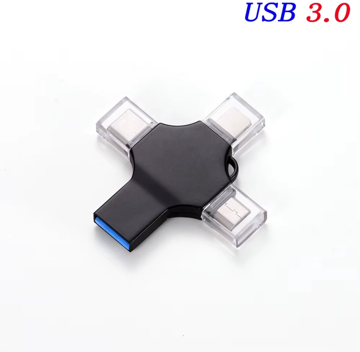 Image of 4-in-1 USB 3.0 Flash Drive 256GB – Snelle Externe Opslagstick met Lightning, USB-C, Micro-USB en USB-A – Geschikt voor iPhone, Android, MacBook en Windows PC – Foto Backup, Video Opslag & Bestanden Overzetten
