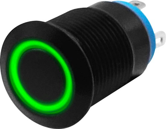 Pressostat métallique ProRide 12V ON-OFF - 12mm - Interrupteur marche/arrêt - Anti-éclaboussures - 12V/24V - Indication LED Vert