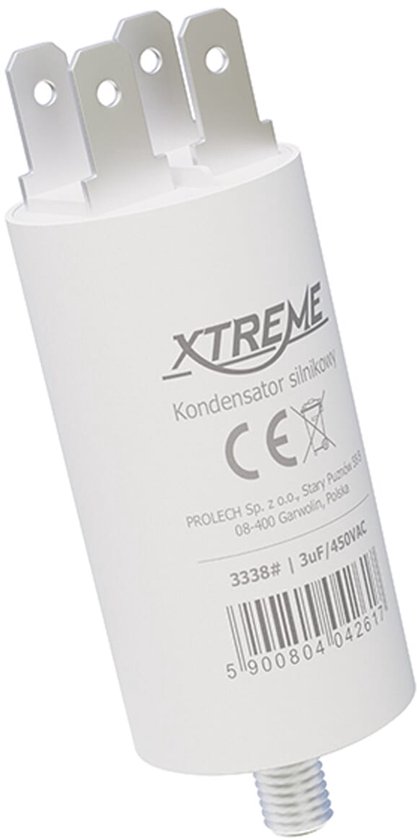 Condensateur moteur XTREME 3 µF 450 V CA - Avec connexions Faston - Démarrage/Fonctionnement
